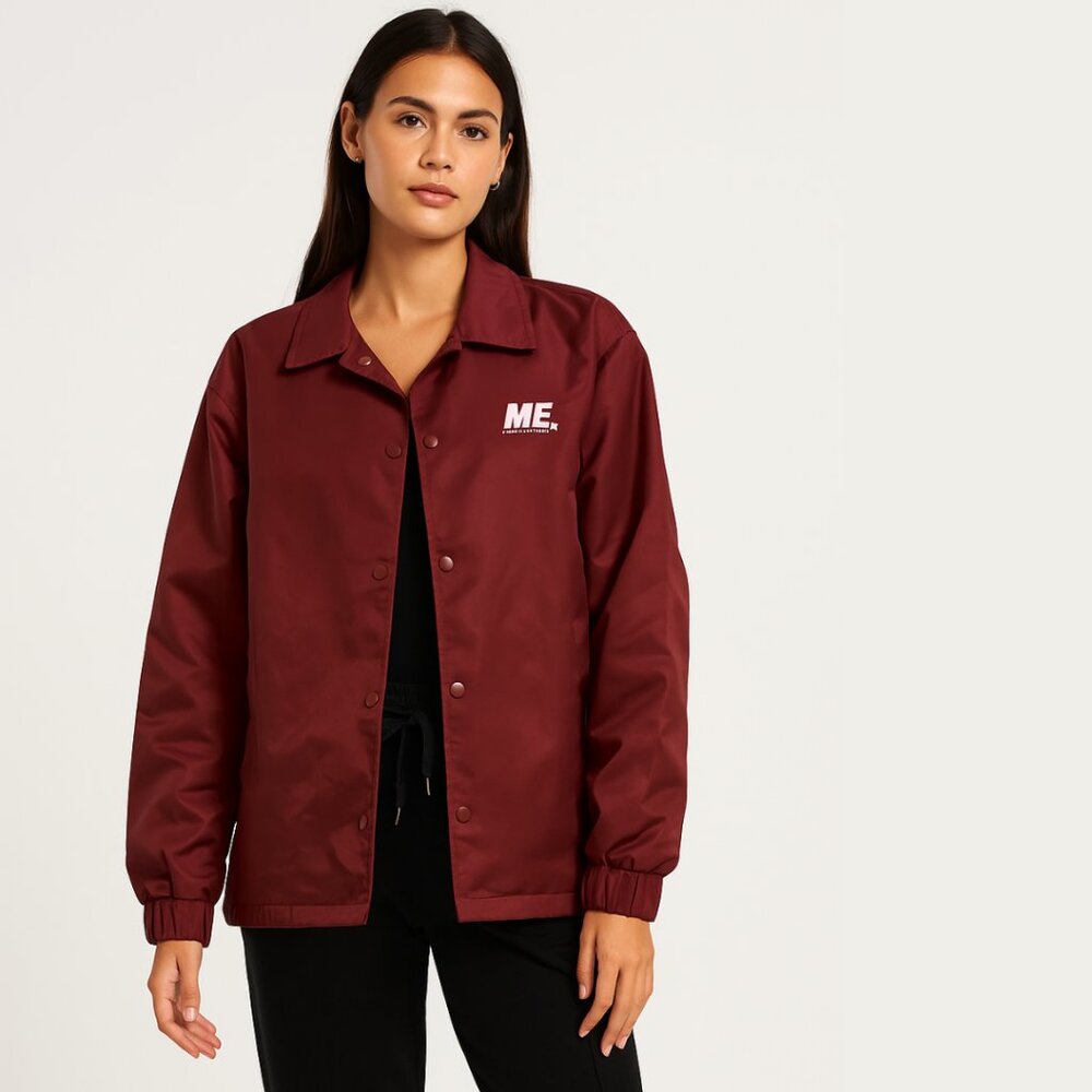 Melody Eh$ani LA BeautyCon‎ Oversized Maroon Fingerprint Coach's Jacket Utility